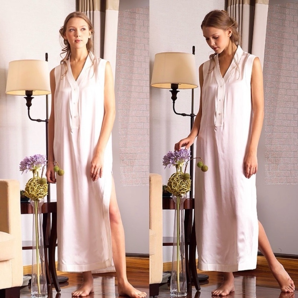 Kumi Kookoon Paris Silk Nightgown White Ivory Size S Luxury Sleepwear